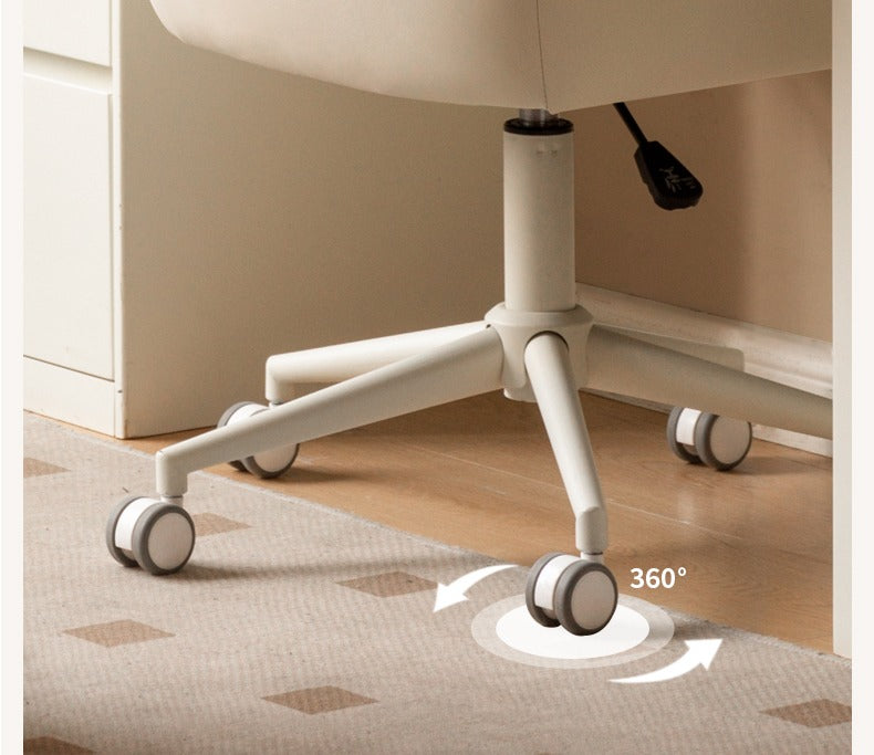 Organic Leather Cream Movable Makeup Chair