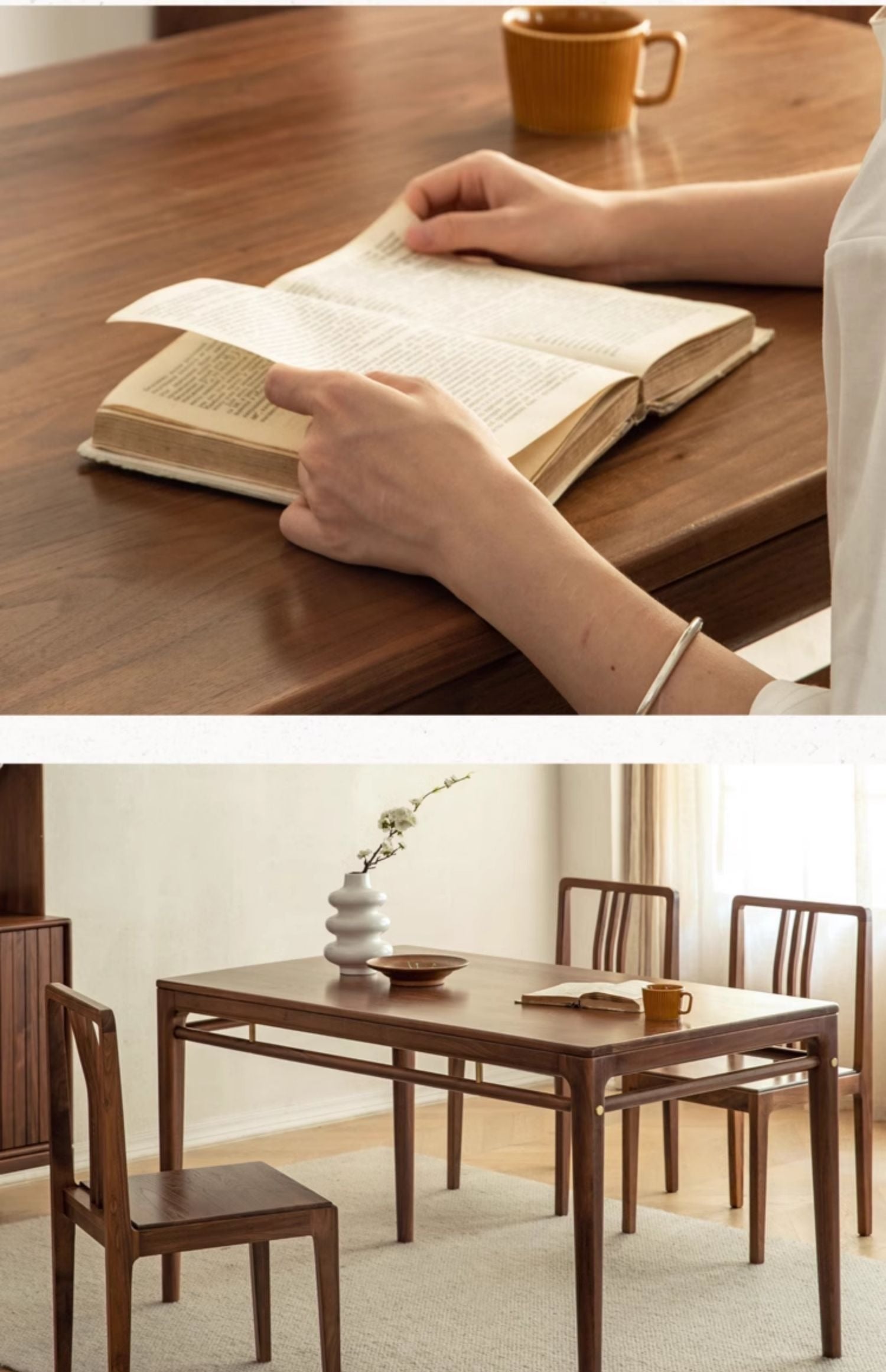 Black Walnut Solid Wood Rectangular Dining Table