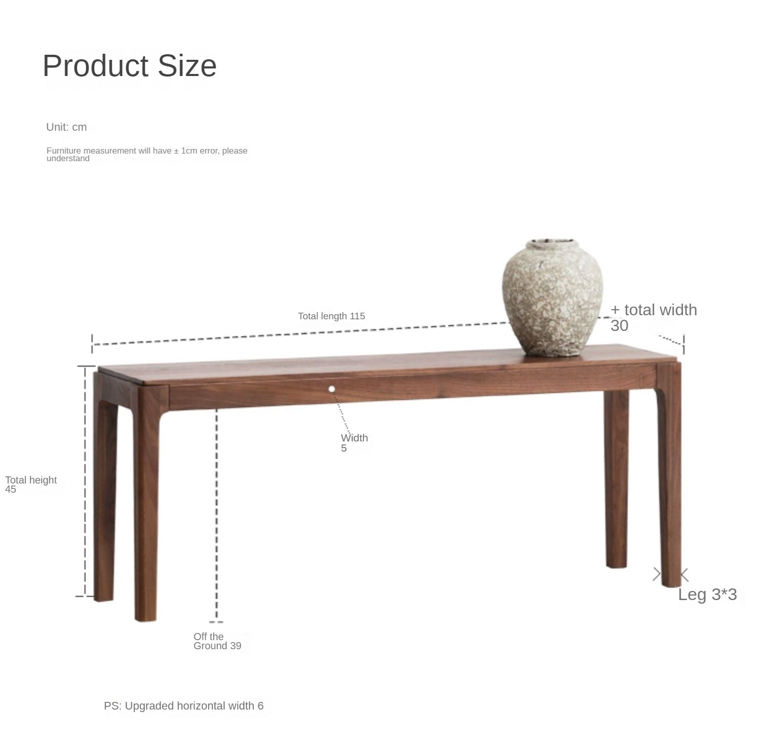 Black Walnut Solid Wood Nordic Long Bench