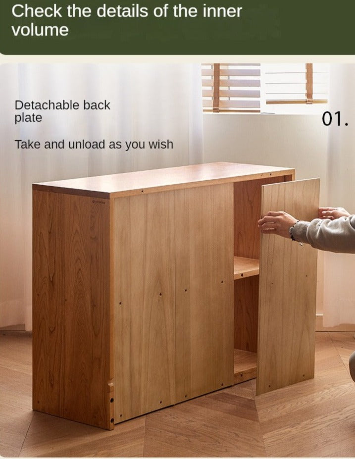 Cherry Solid Wood Vintage Floor Storage Bookcase