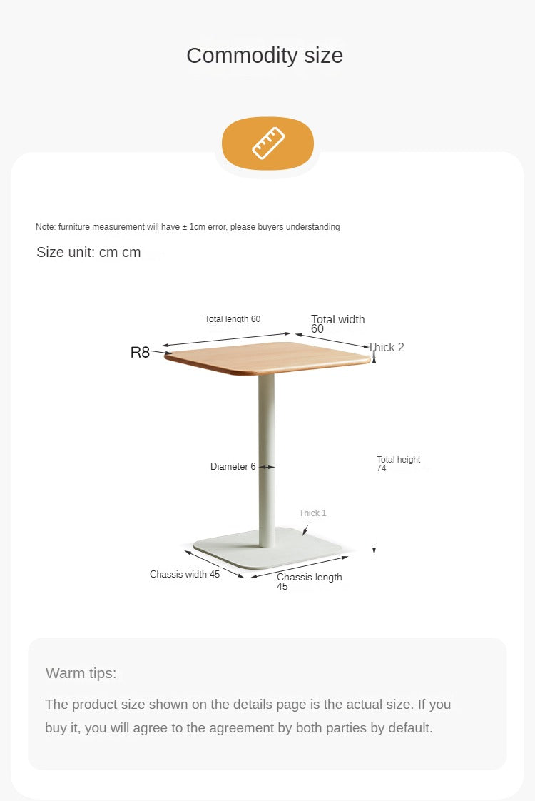 Beech Solid Wood Square Modern Coffee Table.