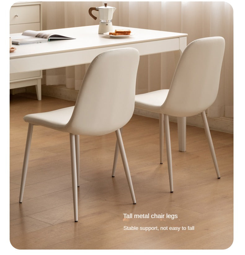 4pcs Organic Leather Cream Style Iron Dining Chair