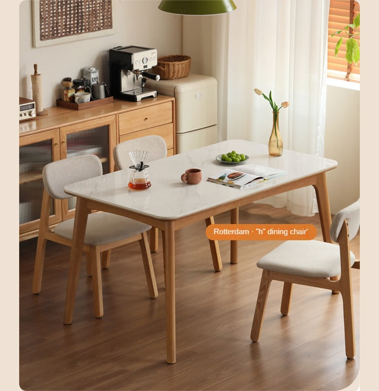 Poplar Solid Wood Modern Reliable Rock Dining Table.