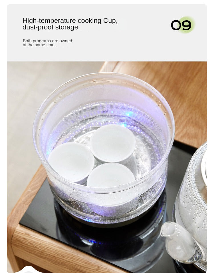 Oak, Black Walnut Solid Wood Movable Tea Cabinet With Tea Maker