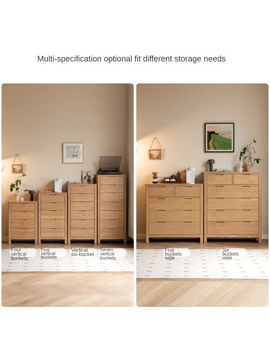Oak Solid Wood, Solid Rubberwood Nordic Chest of Drawers