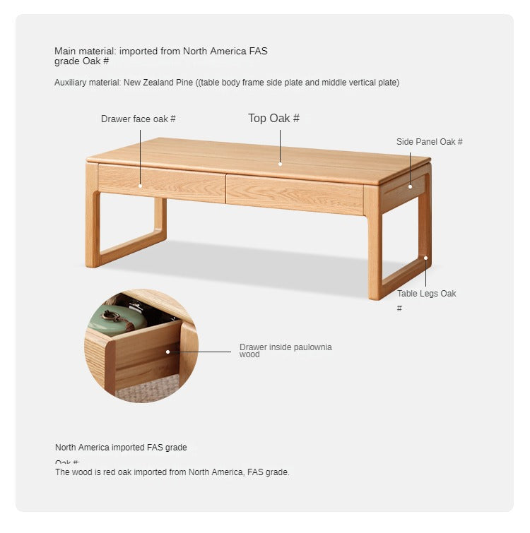 Oak, Black Walnut, Ash Solid Wood Japanese Style Tea Table
