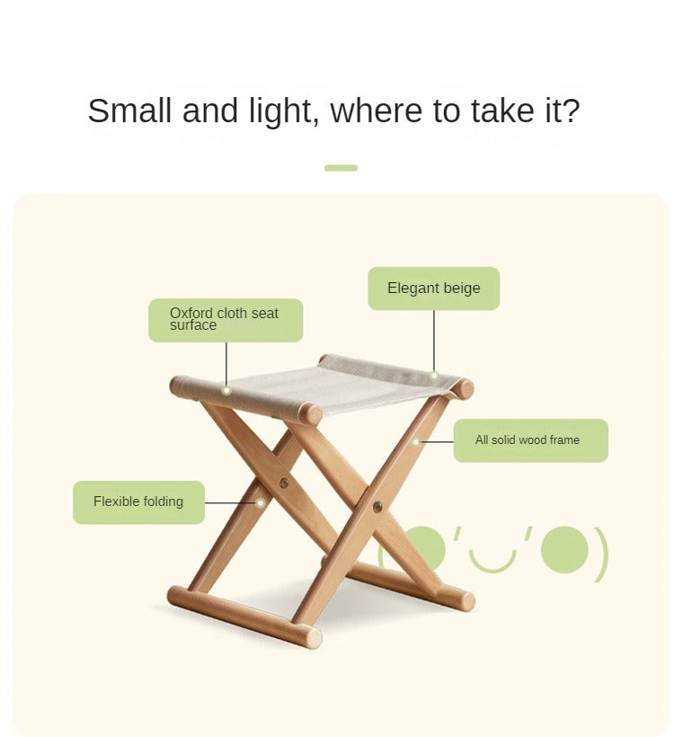 Beech solid wood outdoor portable folding stool