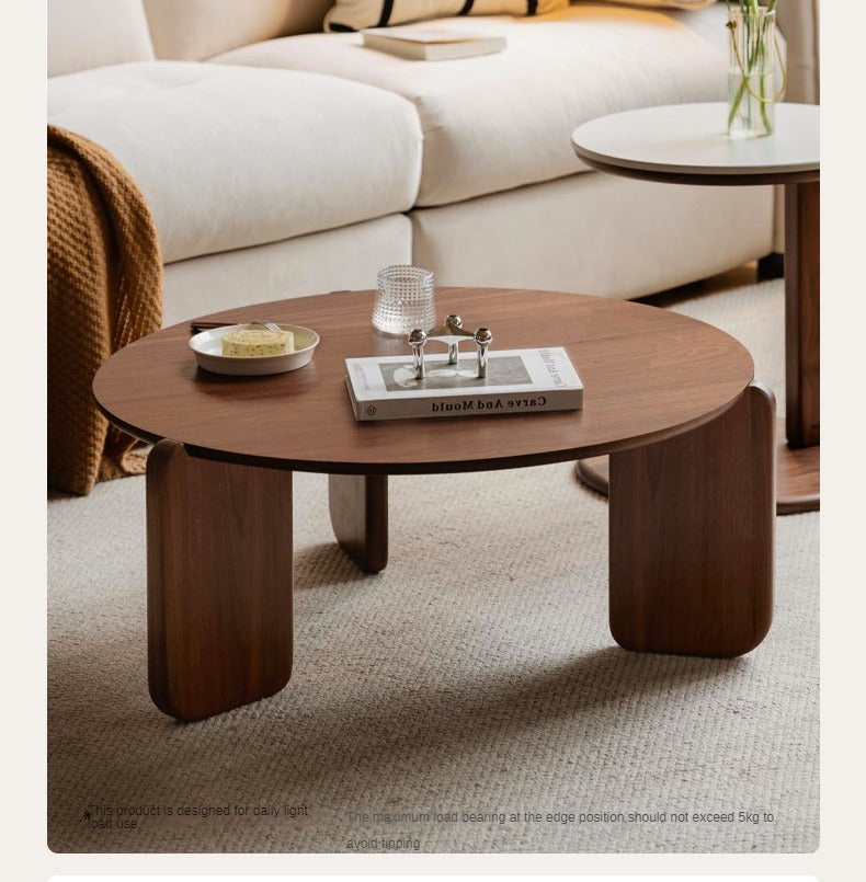Black Walnut Solid Wood Slate Round Tea Coffee Table