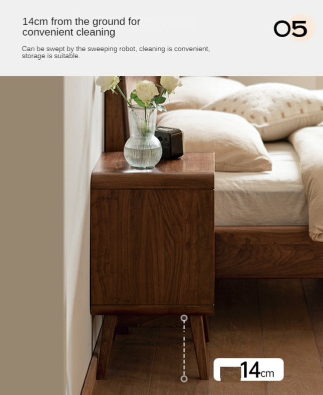 Black Walnut Solid Wood Modern Storage Small Nightstand