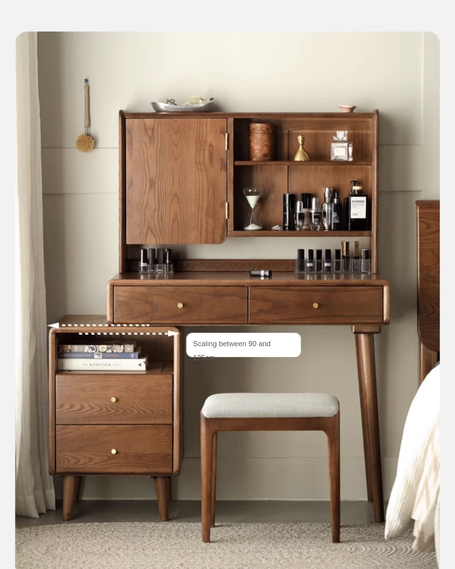 Ash Solid Wood Walnut Color Dressing Table.