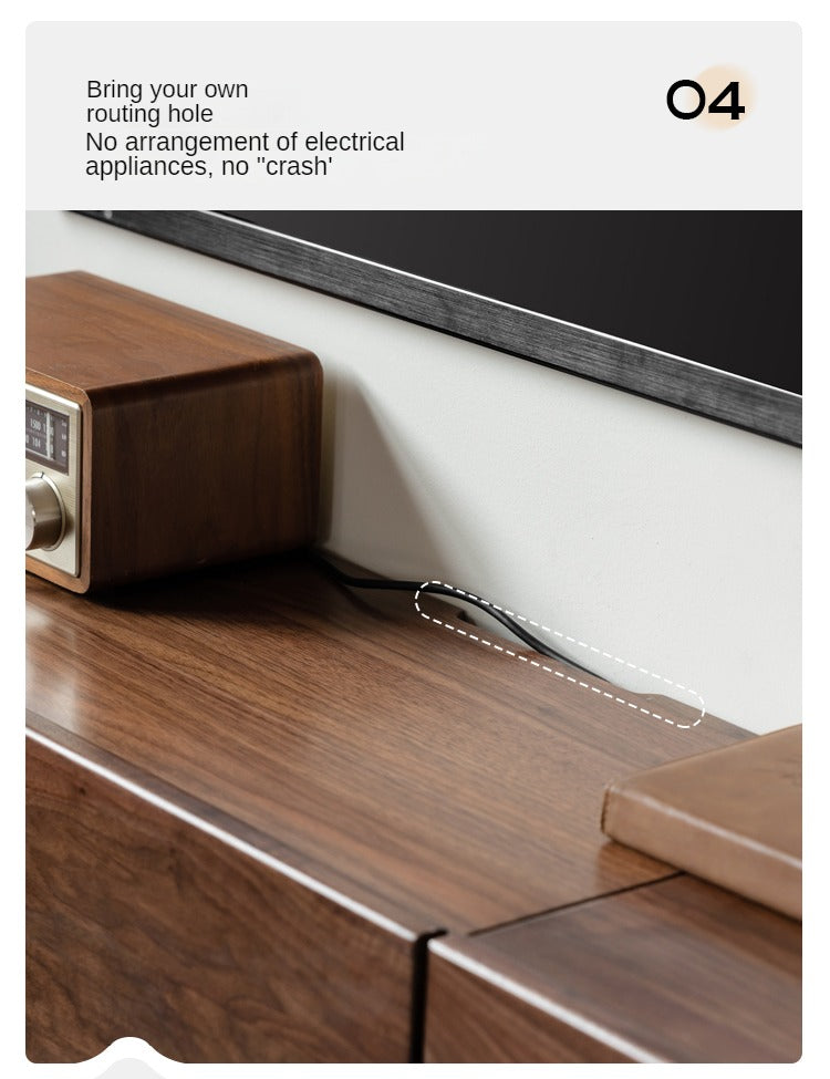 Black Walnut Solid Wood Wall-Mounted Suspended TV Cabinet