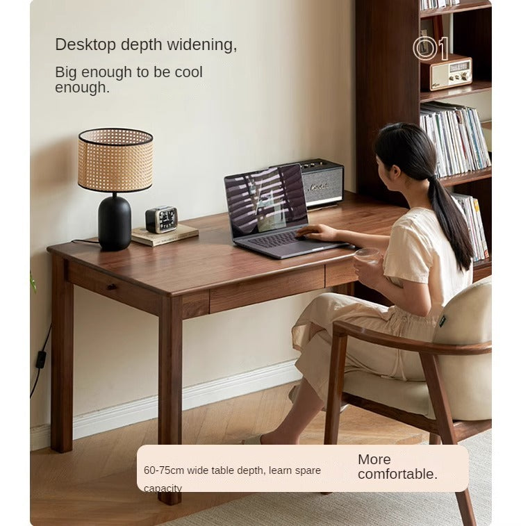 Black Walnut, Ash, Oak Solid Wood Modern Writing Desk