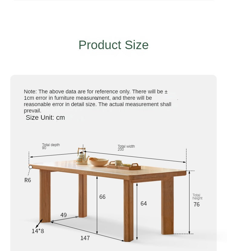 Oak Solid Wood Large Log Style Dining Table