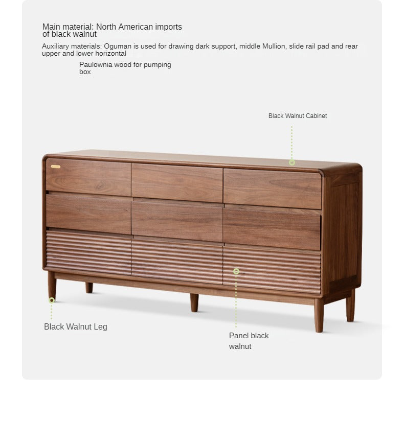 Black Walnut, Catalpa Solid Wood Drawer Storage Cabinet