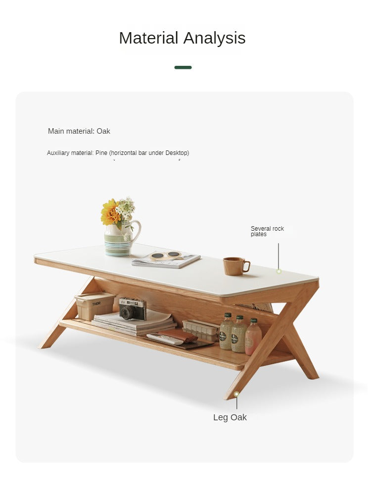 Oak Solid Wood Modern Rock Plate Coffee Table