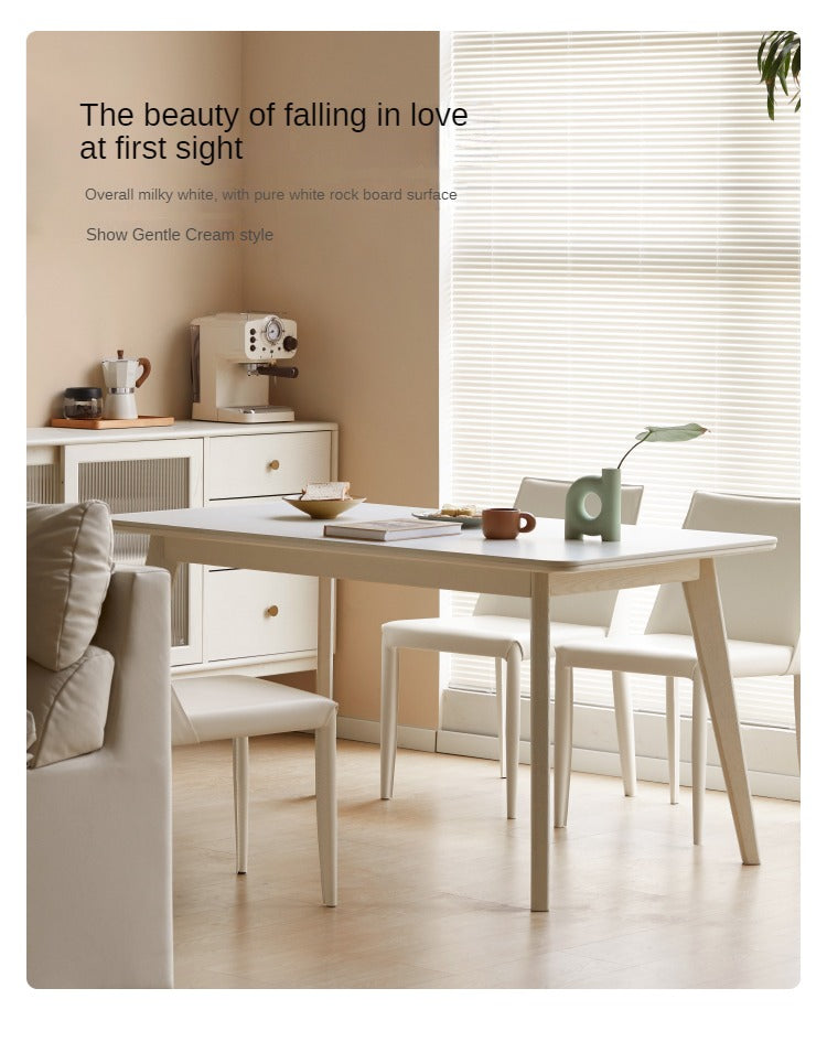 Birch Solid Wood Slate Cream Wind White Dining Table