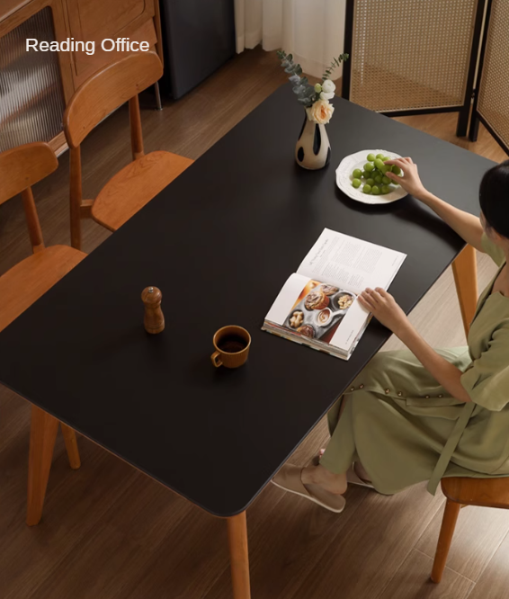 Cherry Solid Wood Retro Rock Plate Dining Table.