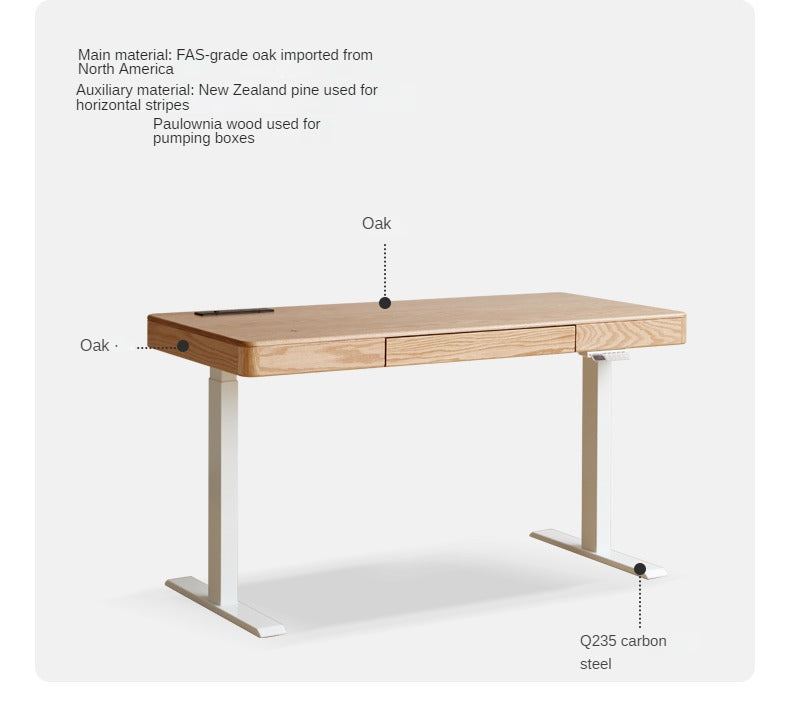 Oak Solid Wood Elevating Electric Multifunctional Standing Desk