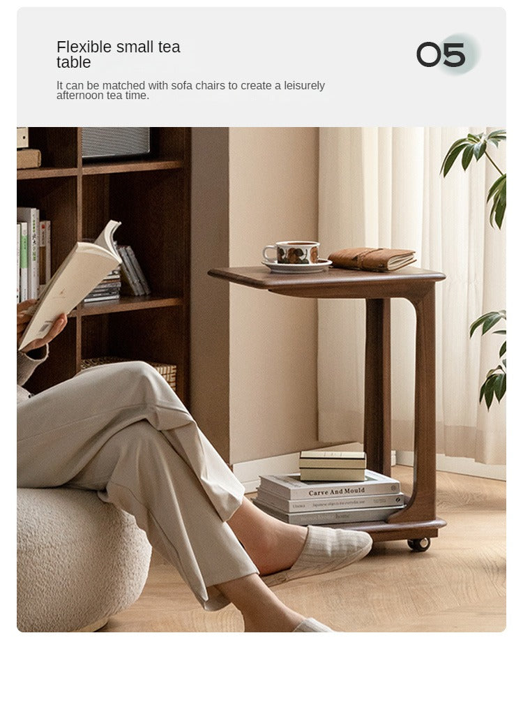 Black Walnut Solid Wood Mobile Side Table