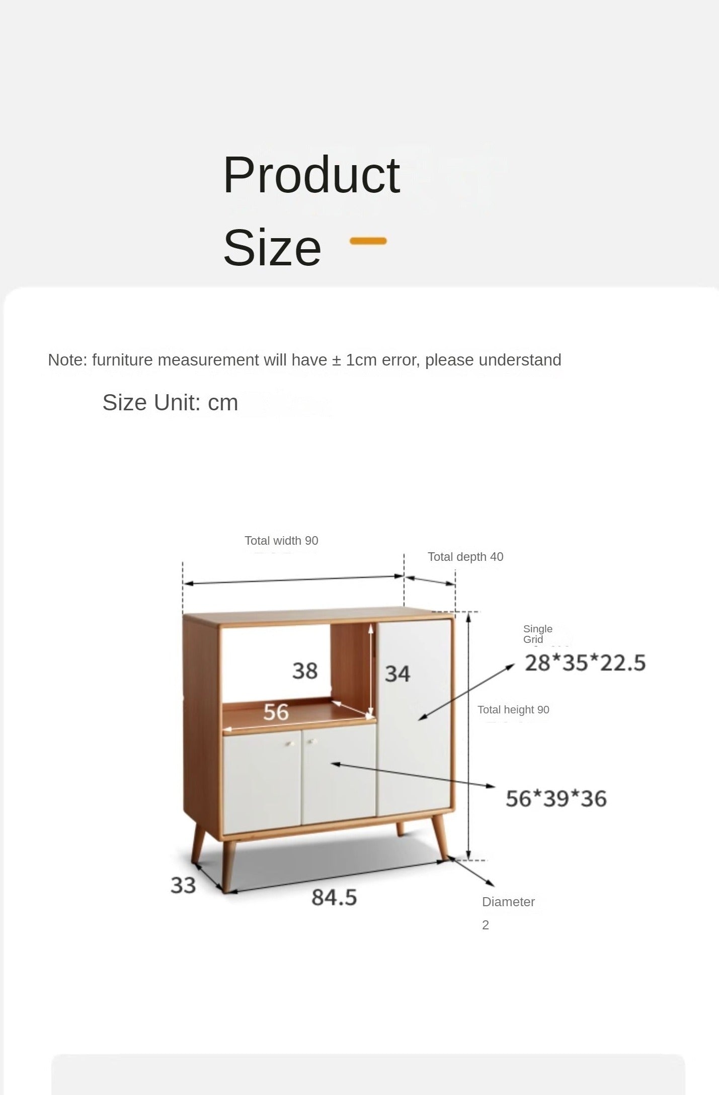 Beech Solid Wood Meal White Storage Cabinet