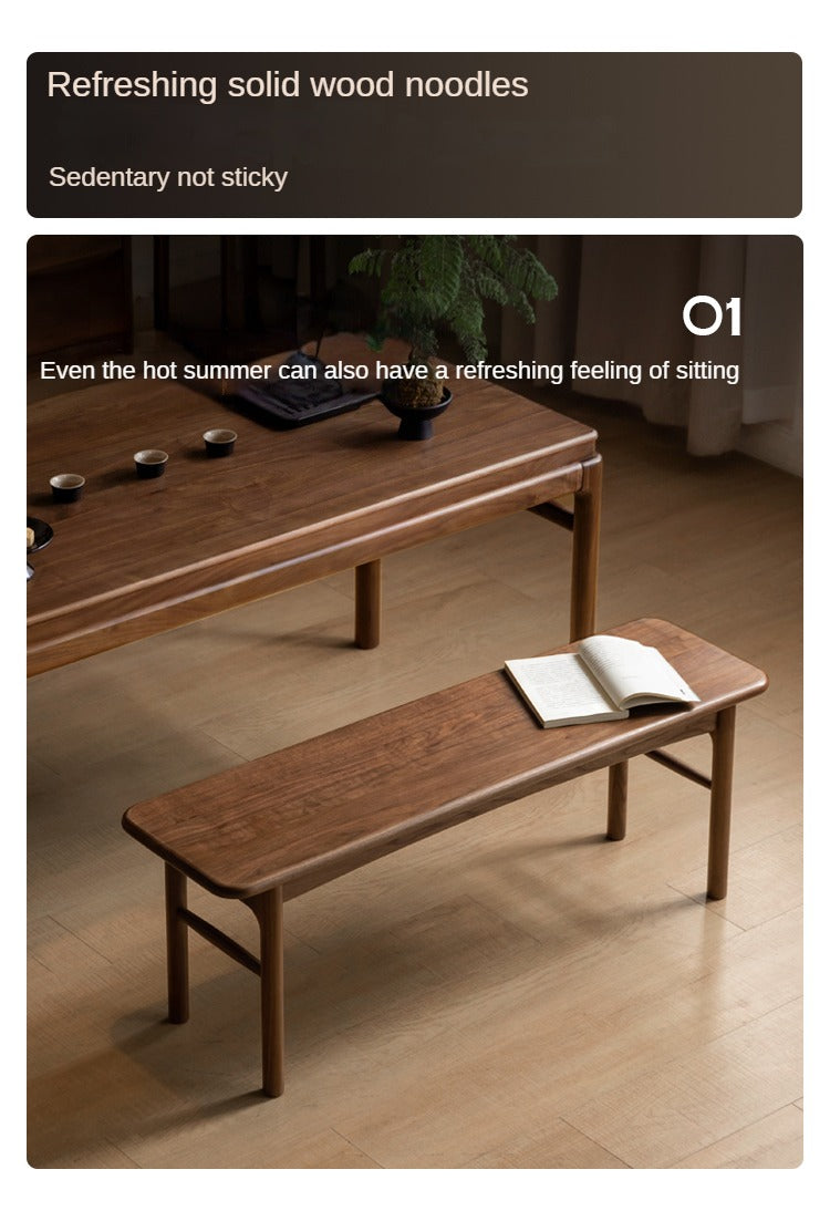 Black Walnut, Oak Solid Wood Tea Stool, Long Stool