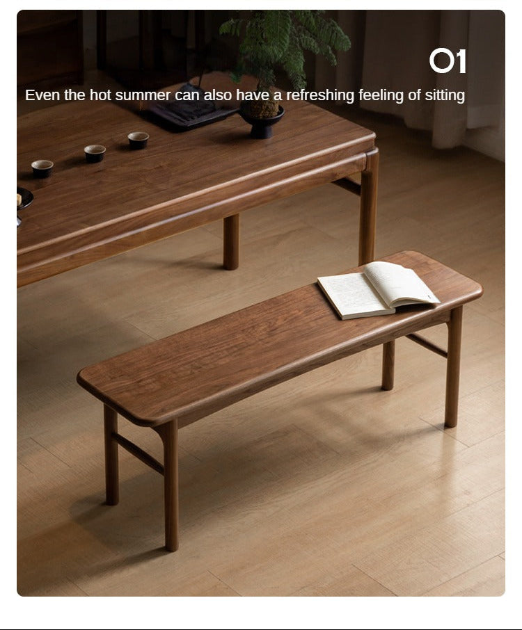 Black Walnut, Oak Solid Wood Tea Stool, Long Stool