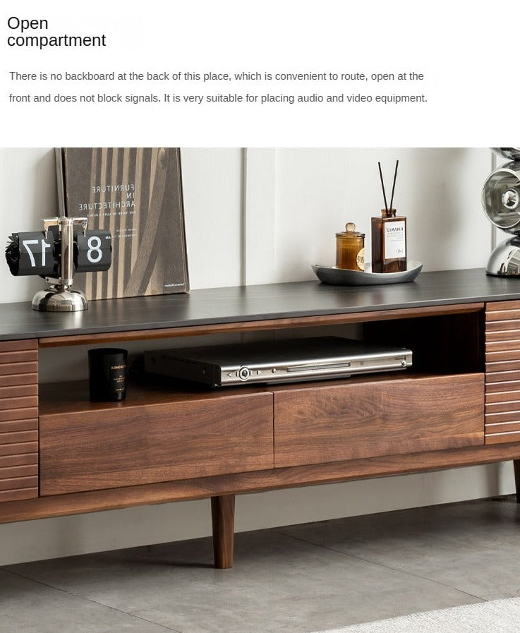 Black Walnut Solid Wood Slate TV Stand.