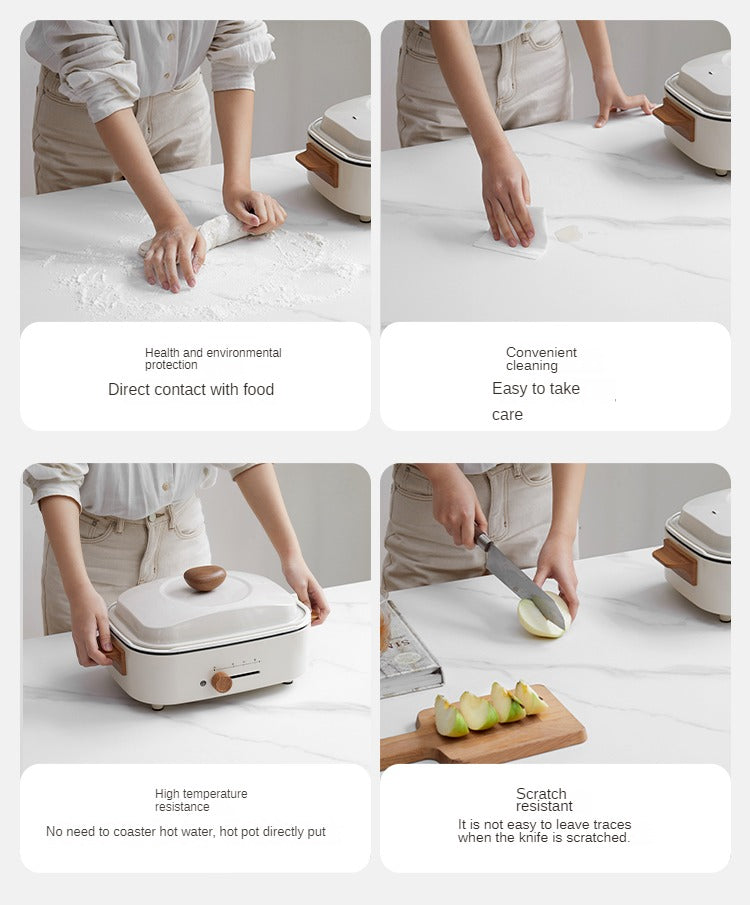 Poplar Solid Wood Modern Light Luxury Rock Board Coffee Table