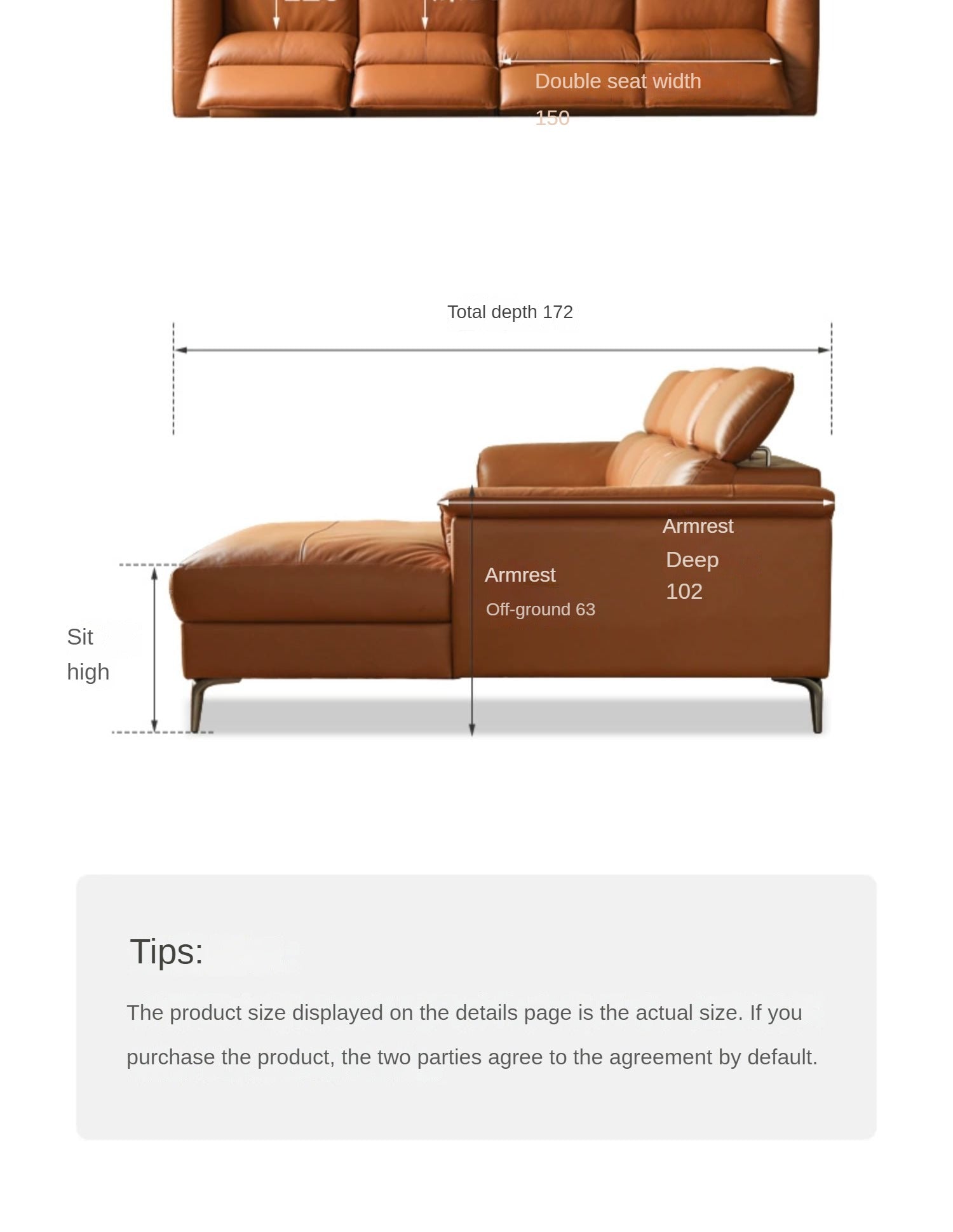 Genuine LeatherSofa, Light Luxury Top Layer Cowhide Italian Sofa.