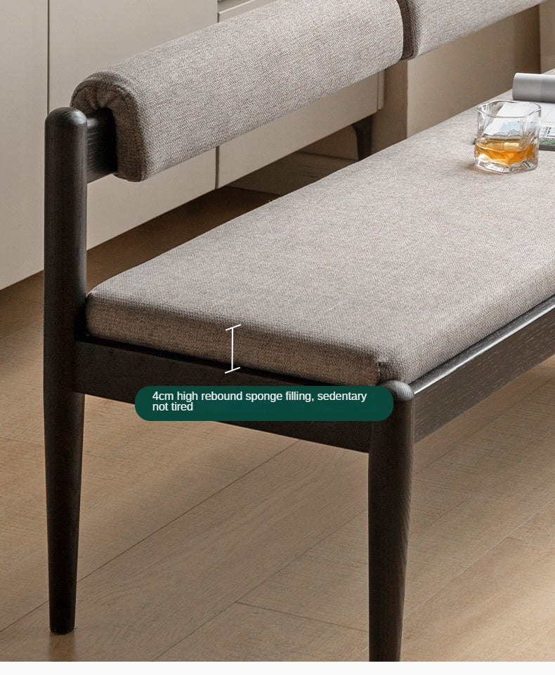 Oak Solid Wood Bench With Backrest