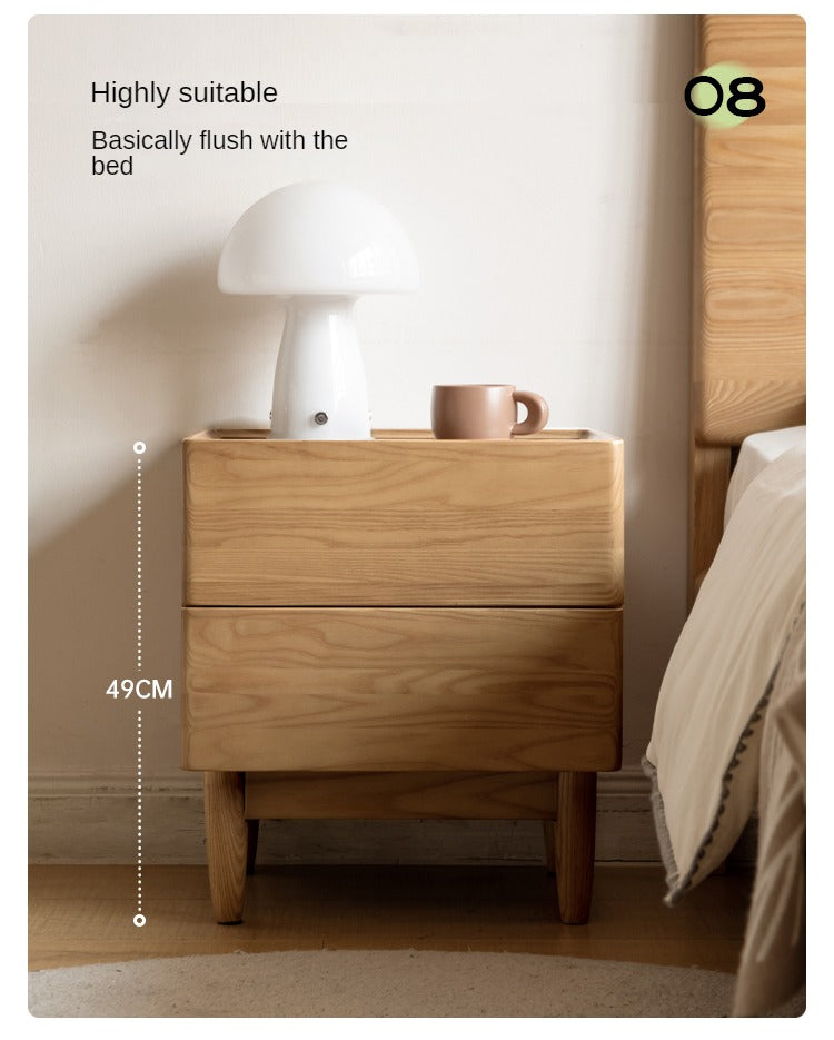 Ash, Oak, Sandalwood Solid Wood White Wax Small Nightstand