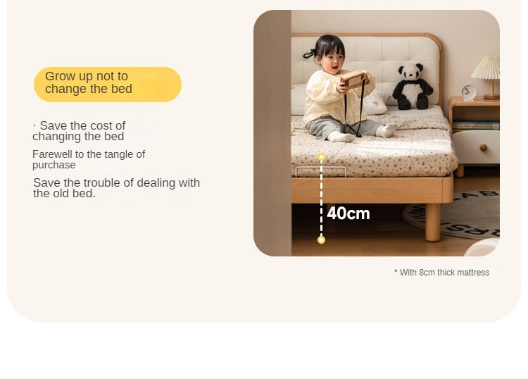 Rubberwood, Beech Solid Wood Children's Soft Bed