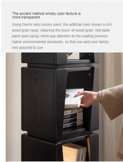 Oak Solid Wood Floor-standing Narrow Bookshelf.