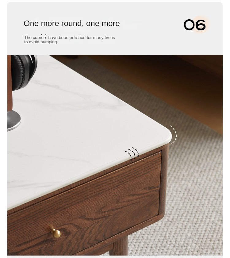 Oak Solid Wood Modern Rock Plate Coffee Table
