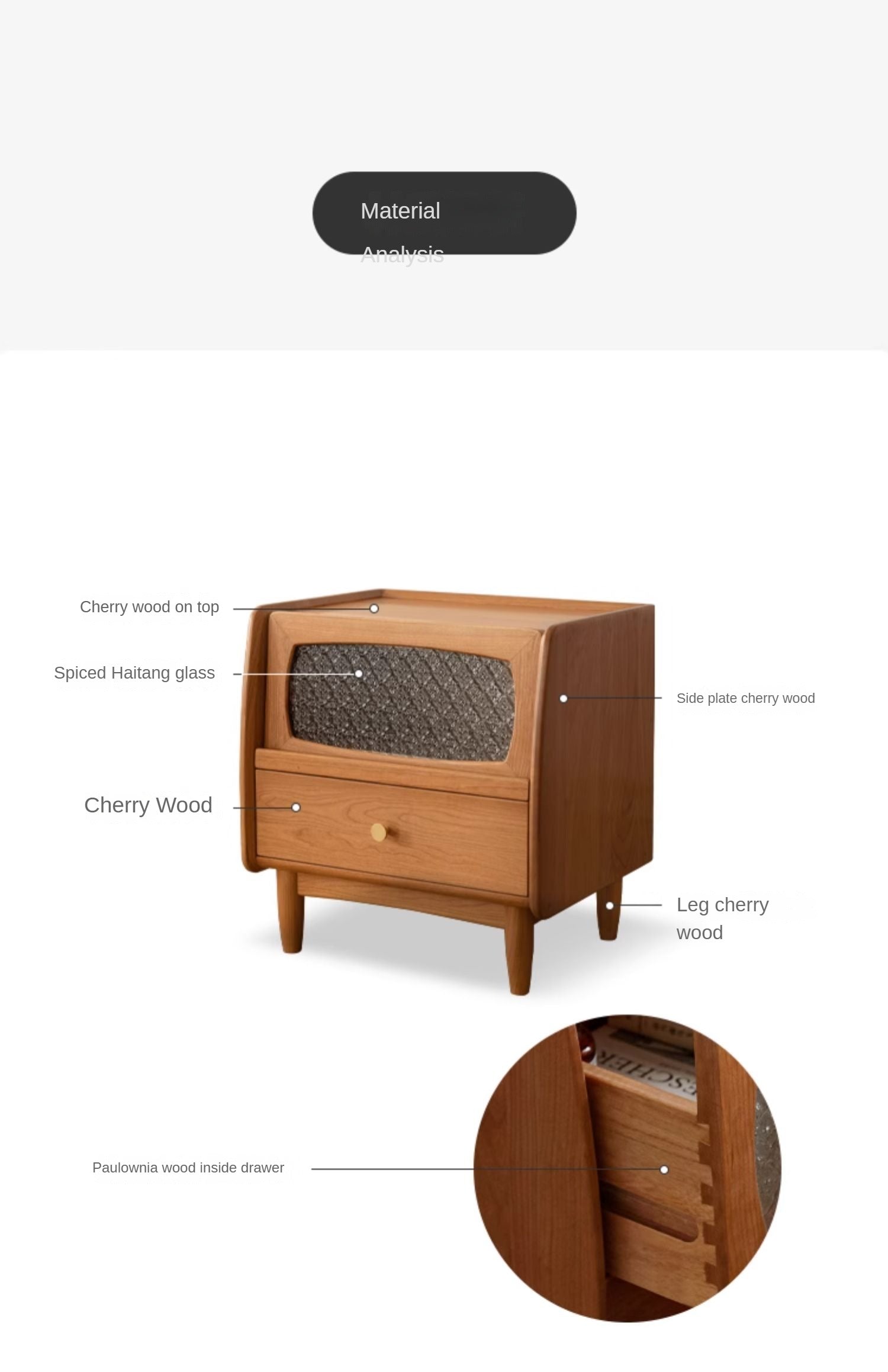 Cherry Solid Wood Nightstand.