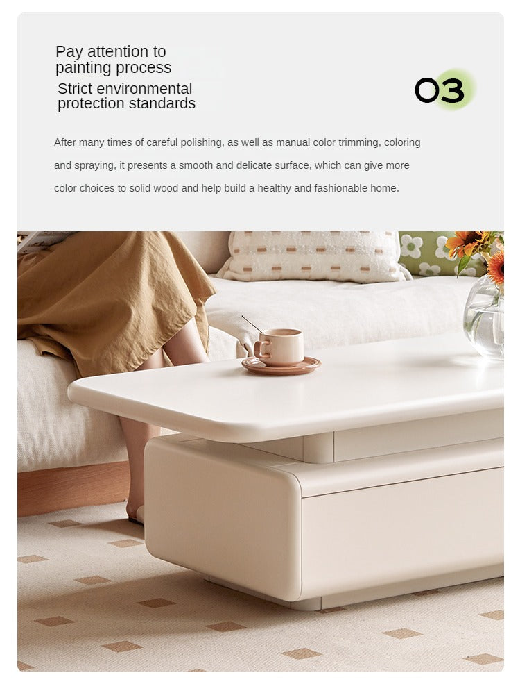 Poplar Solid Wood Cream Breeze Coffee Table