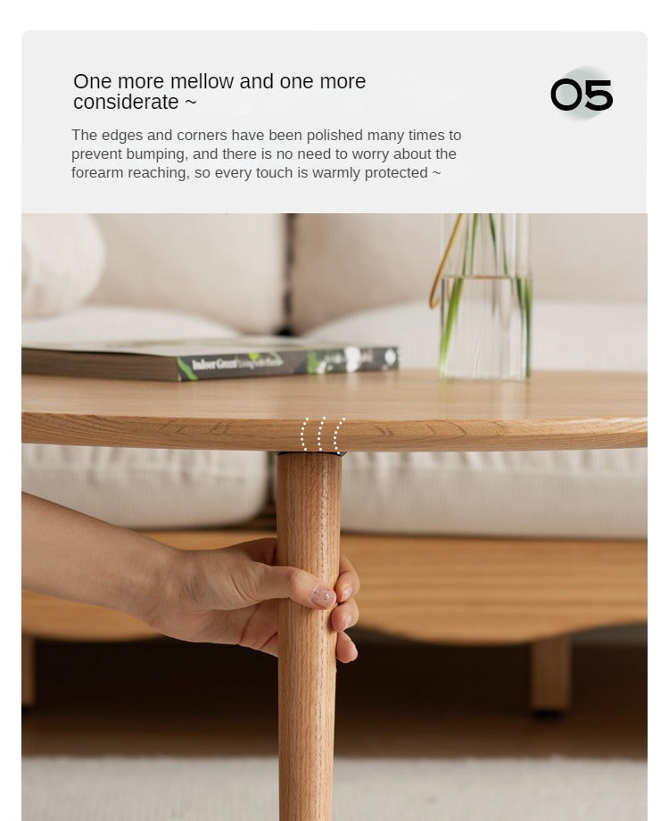 Solid Rubberwood, Oak Solid Wood Small Nordic Side Table