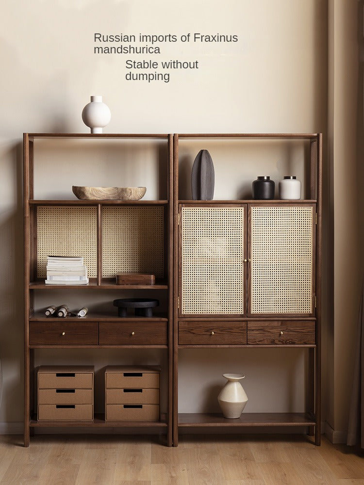 Black Walnut, Ash Solid Wood Bookshelf Display Cabinet Simple Bookcase