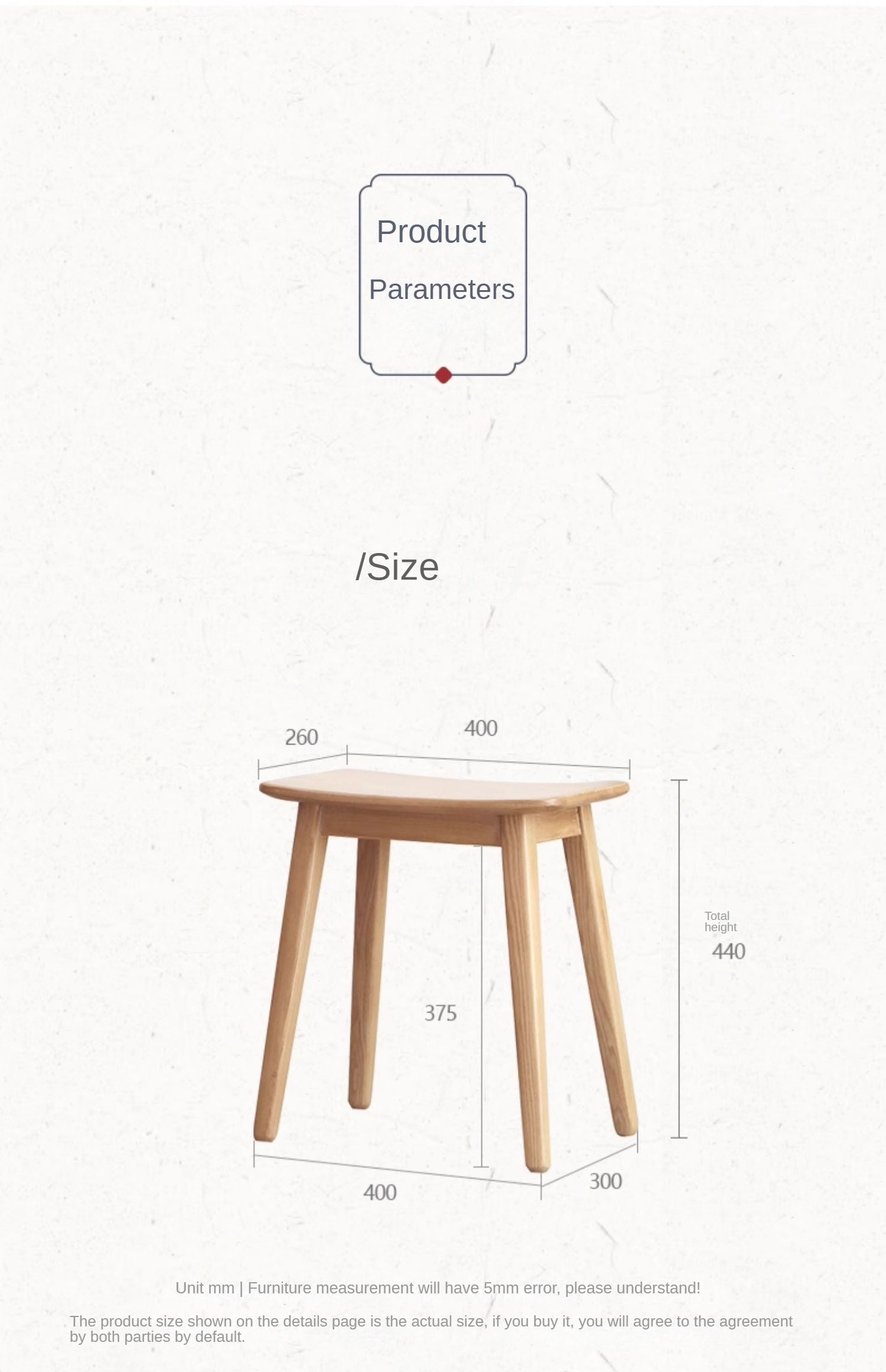 Ash, Oak Solid Wood Modern Makeup Stool