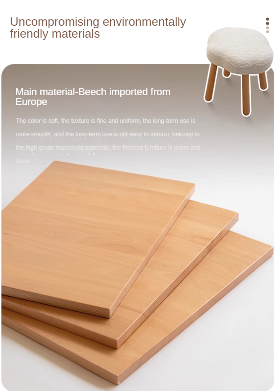 Beech Solid Wood, Solid RubberWood Nordic Lamb Velvet Cloud Makeup Stool.