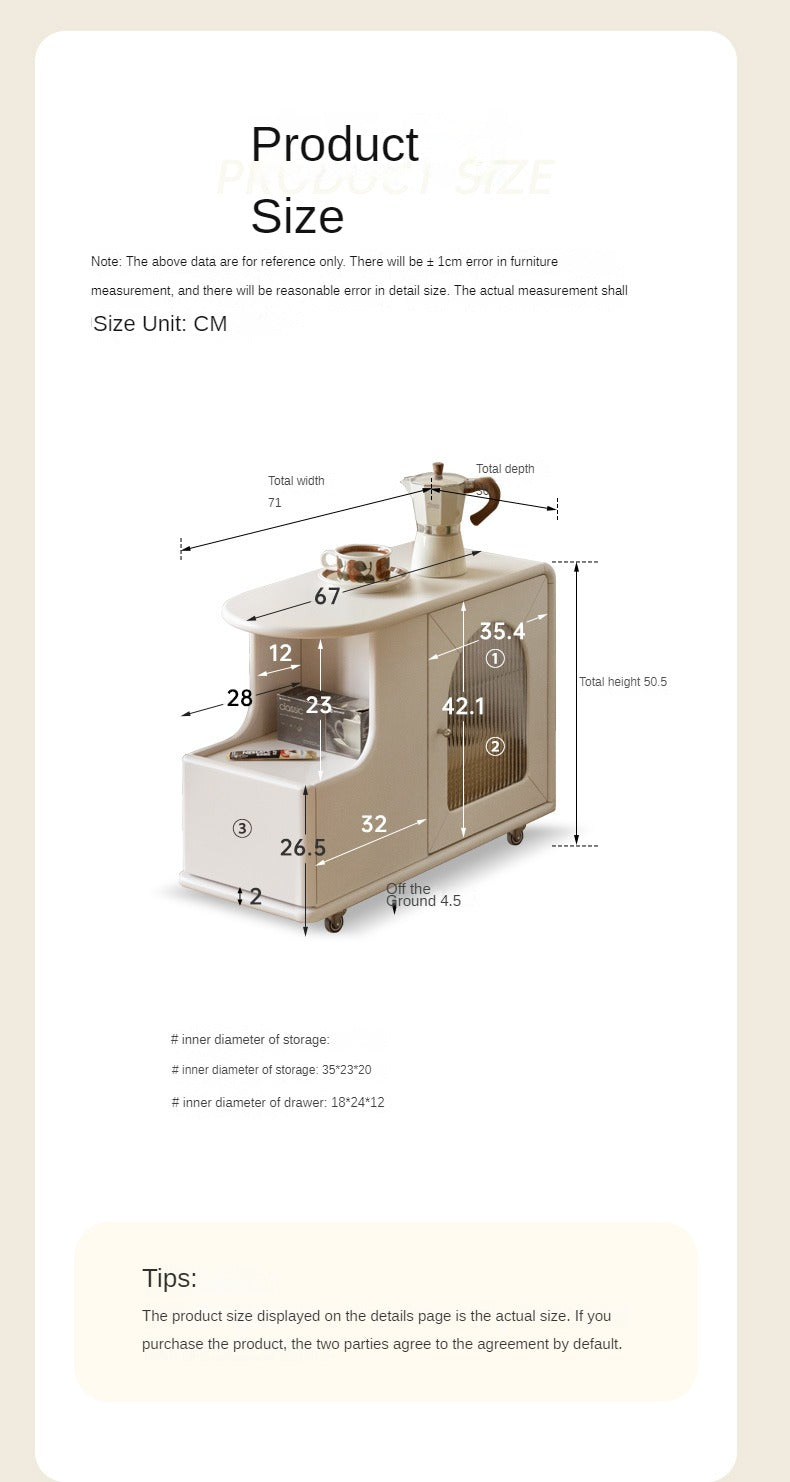 Poplar Solid Wood Edge Side Table French Cream Style