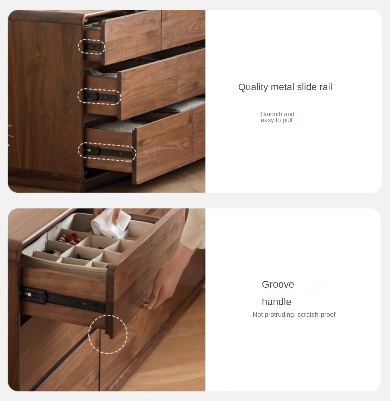 Black Walnut, Poplar Solid Wood Storage Cabinet Chest of Drawers