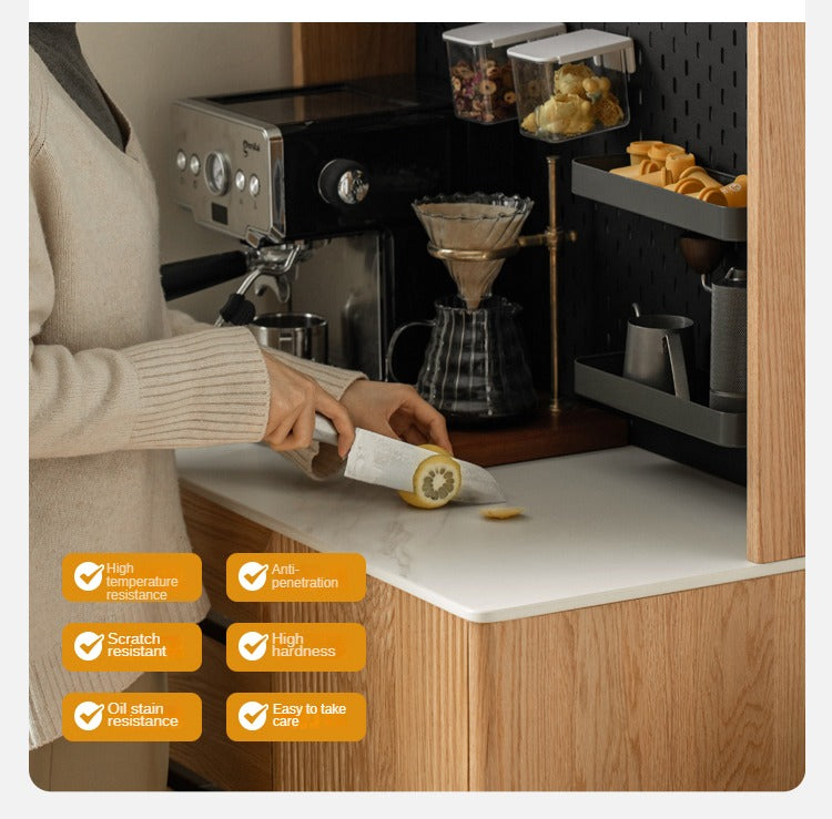 Oak Solid Wood Modern Rock Board Side High Buffet