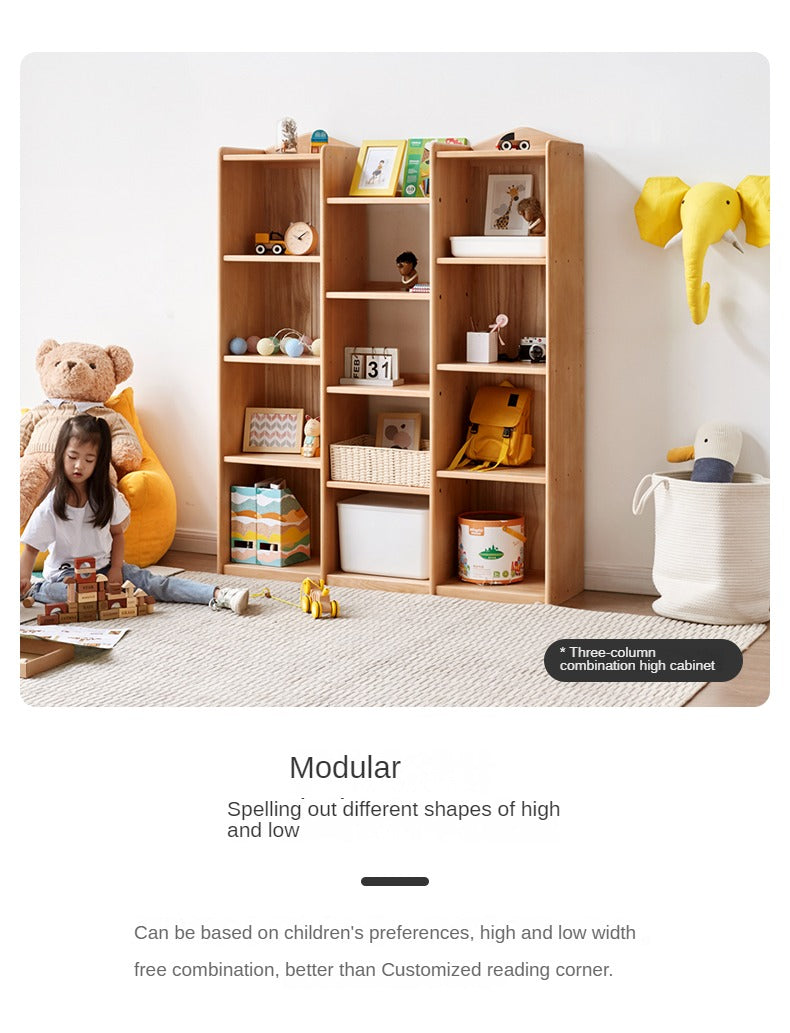 European Beech Solid Wood Storage Bookshelf