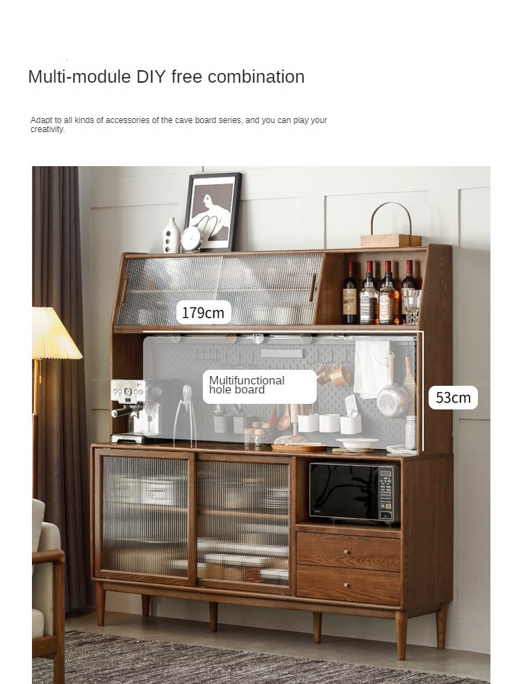 Ash Solid Wood Sideboard High Wine Cabinet Buffet