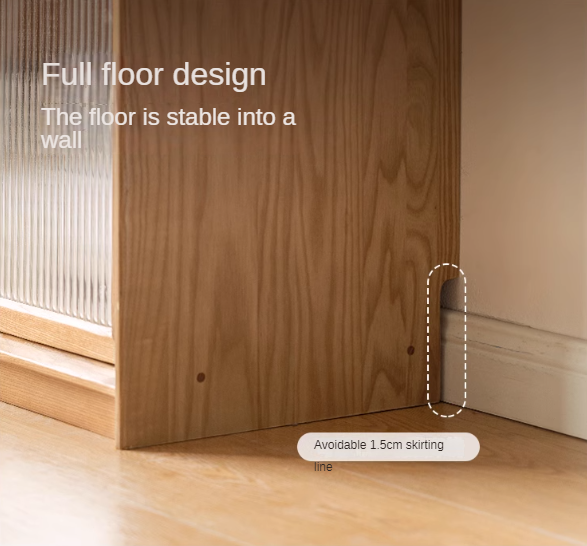 Ash solid wood modern glass floor cabinet.