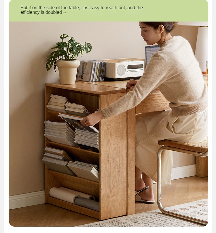 Oak Solid Wood Small Book Rack Against The Wall
