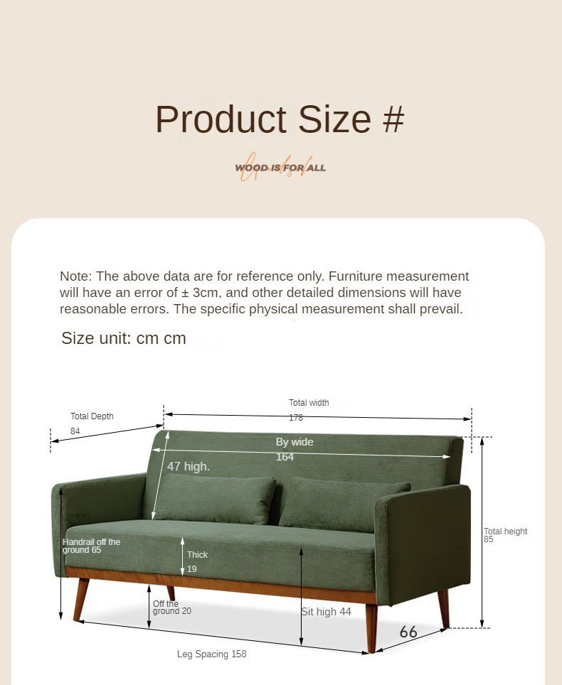 Fabric Modern Straight Retro Three Seater Sofa.