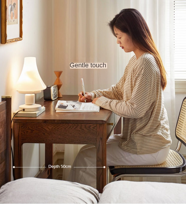 Oak Solid Wood Small Office Desk Walnut Color