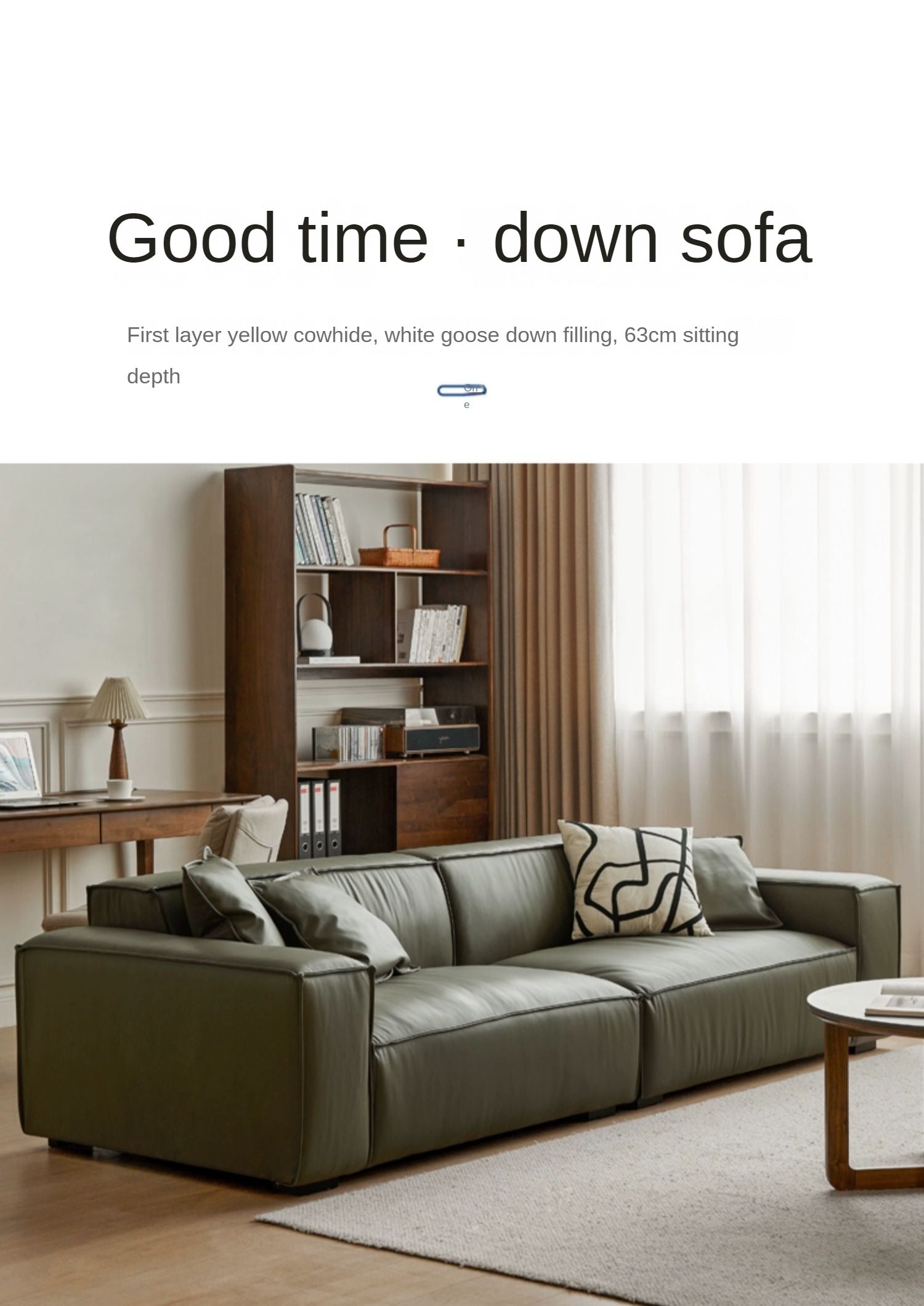 First Layer Yellow Cowhide Italian Tofu Block Sofa.